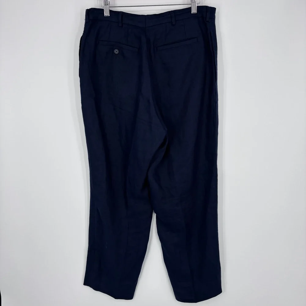 VTG 90s J Crew Oarsman 100% Linen Trousers Mens 32x28 (Tag 36L) Navy Blue Pants